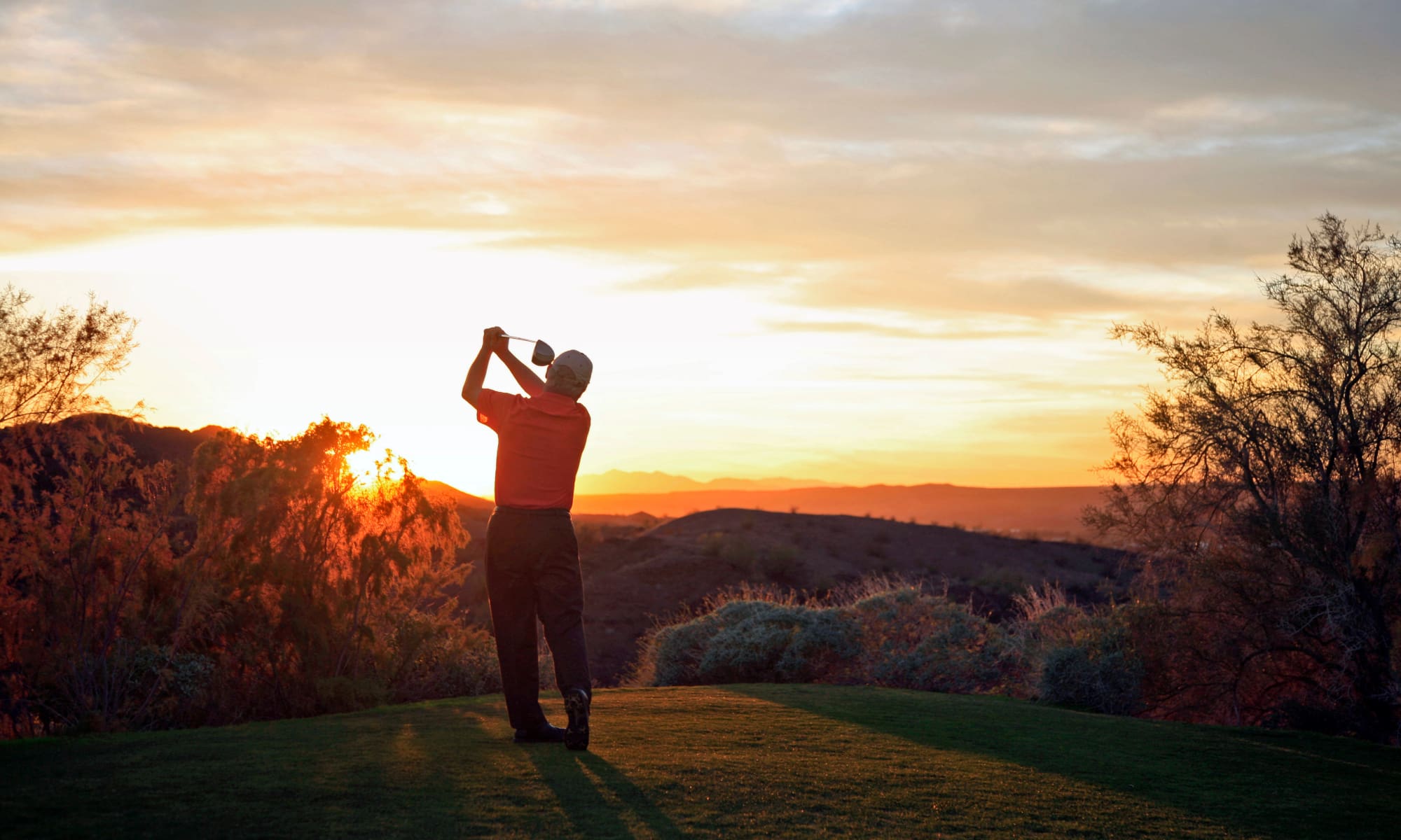 Senior man practicing golf in Chandler, Arizona