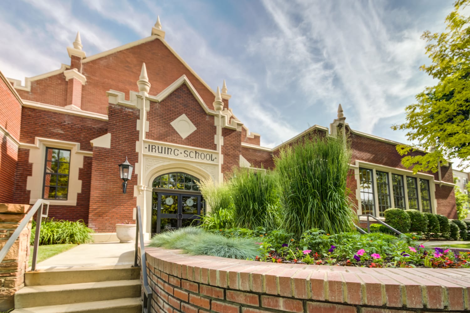 Front entrance at Irving Schoolhouse Apartments in Salt Lake City, Utah