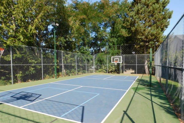 A basketball court that is great for entertaining at Forest Ridge in Aloha, Oregon