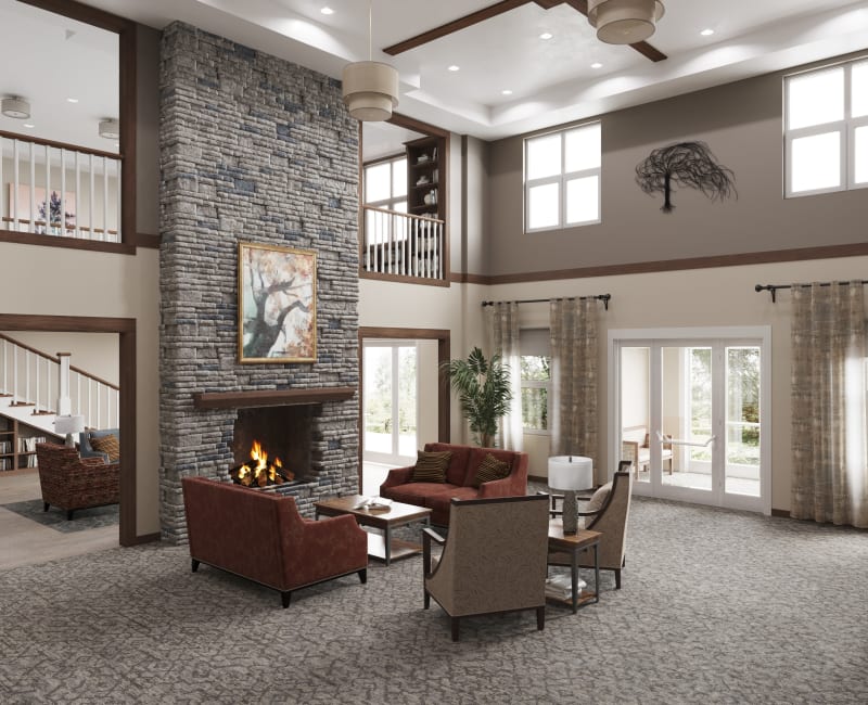 Interior lobby Rendering of Willows Bend Senior Living in Fridley, Minnesota