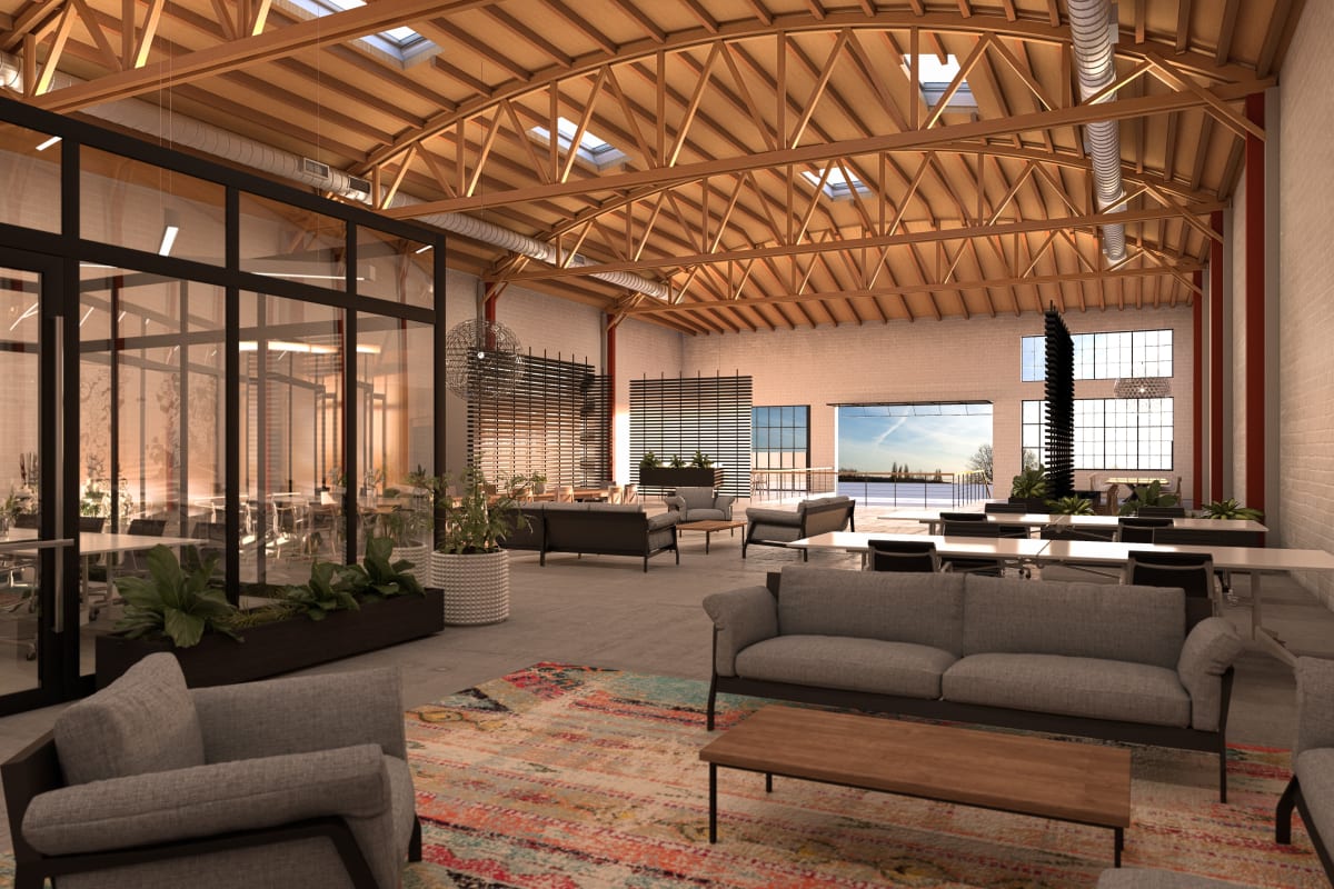 Community clubhouse seating area at NextGen Properties in Costa Mesa, California