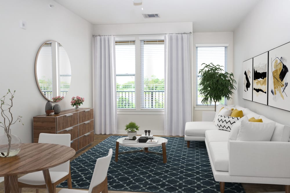 Model living room at 300 Optimist Park in Charlotte, North Carolina