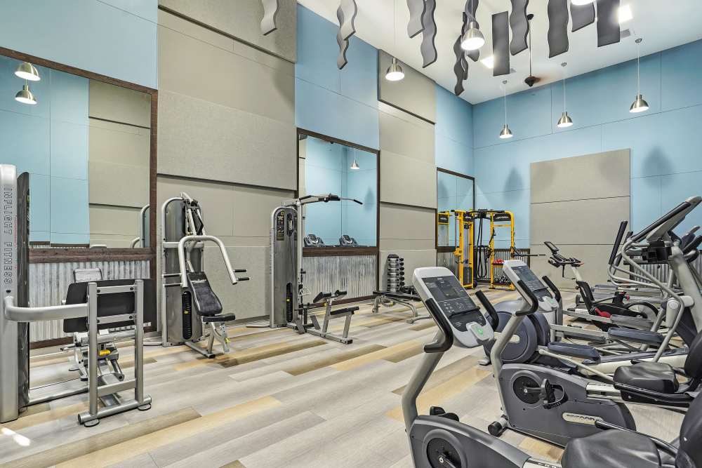 Modern community gym at Royal Farms Apartments in Salt Lake City, Utah