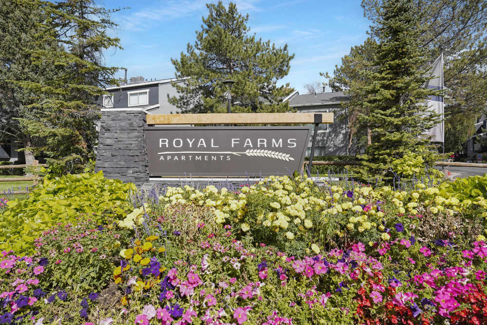 Monument sign outside of Royal Farms Apartments in Salt Lake City, Utah