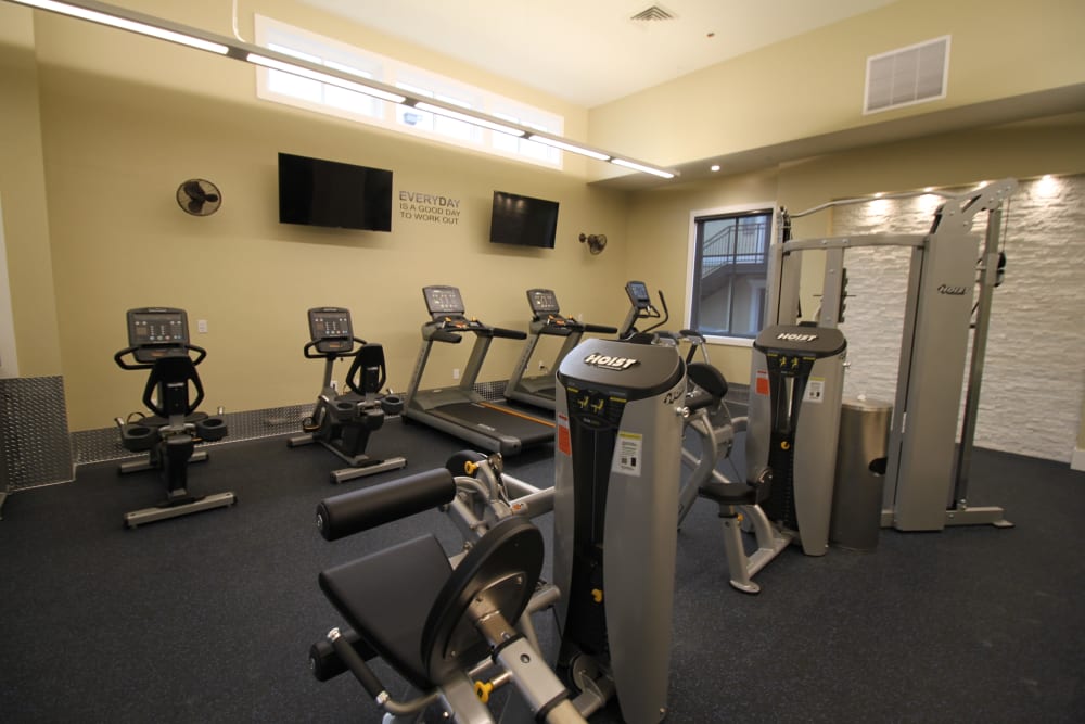 Well-equipped onsite fitness center at Ramblewood Apartment Homes in Fremont, California