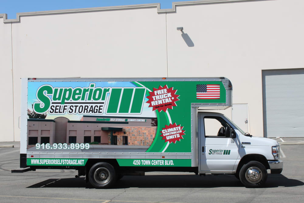 A moving truck at Superior Self Storage in El Dorado Hills, California