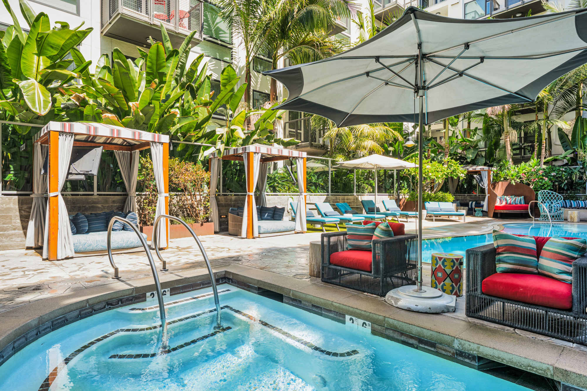 Beautiful Poolside Spa and Cabanas at The Artisan in San Diego, California