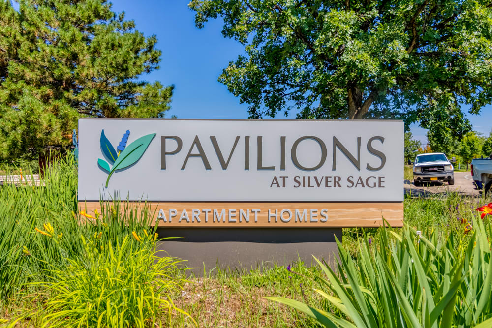 Entry Sign at Pavilions at Silver Sage in Fort Collins, Colorado