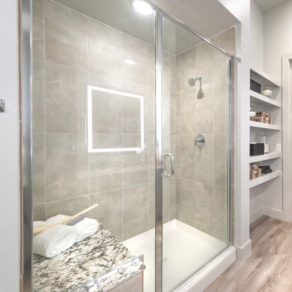 Bathroom with shower at Cornell Midtown in Dallas, Texas