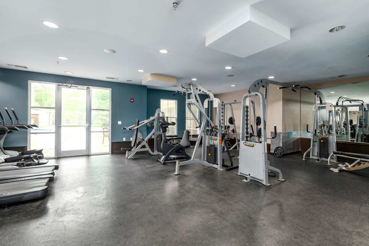 Fitness center with treadmills at Mazza Grandmarc in College Park, Maryland