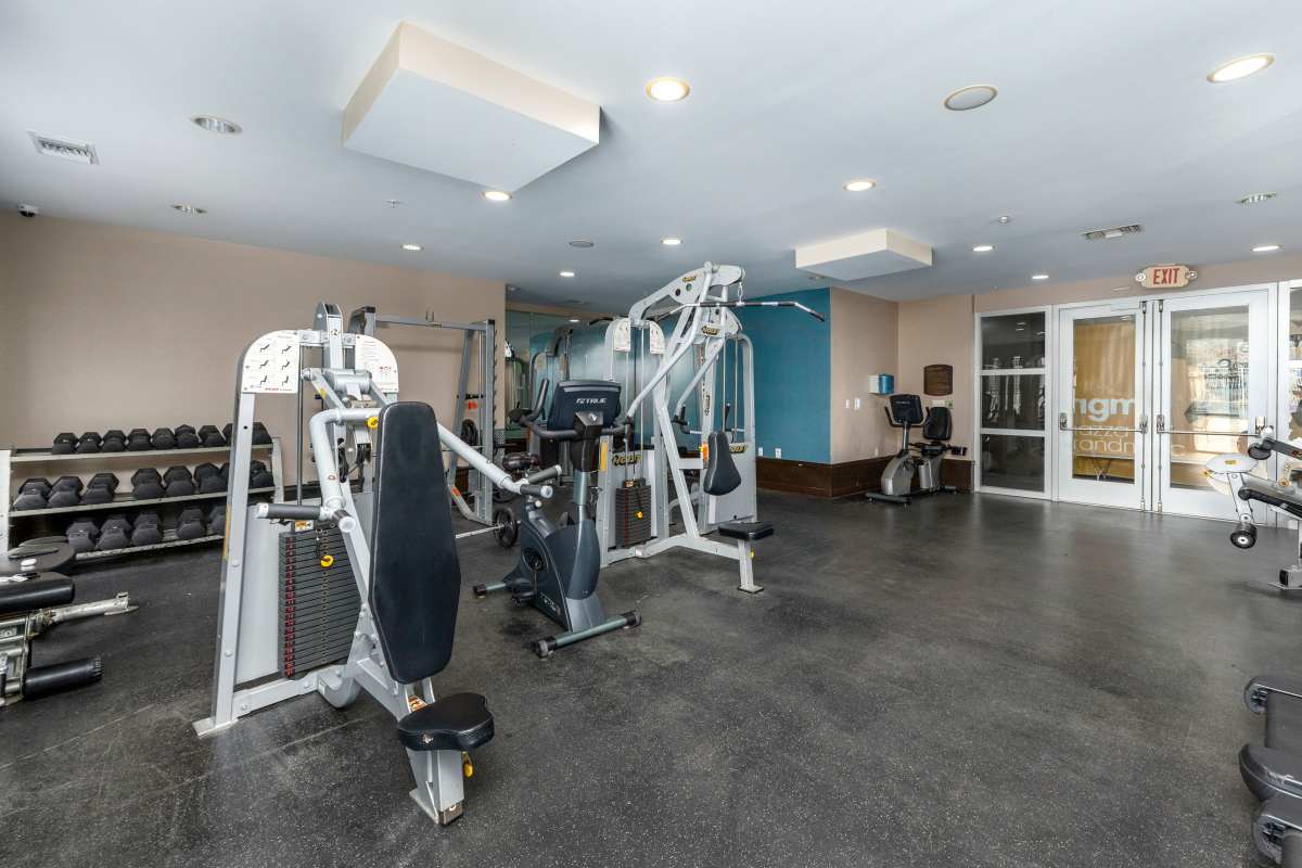 Fitness center with weight machine at Mazza Grandmarc in College Park, Maryland