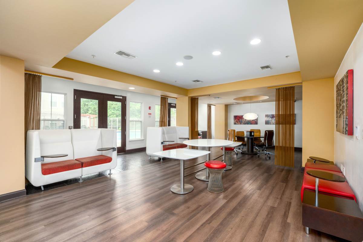 Lounge seating for students at Mazza Grandmarc in College Park, Maryland