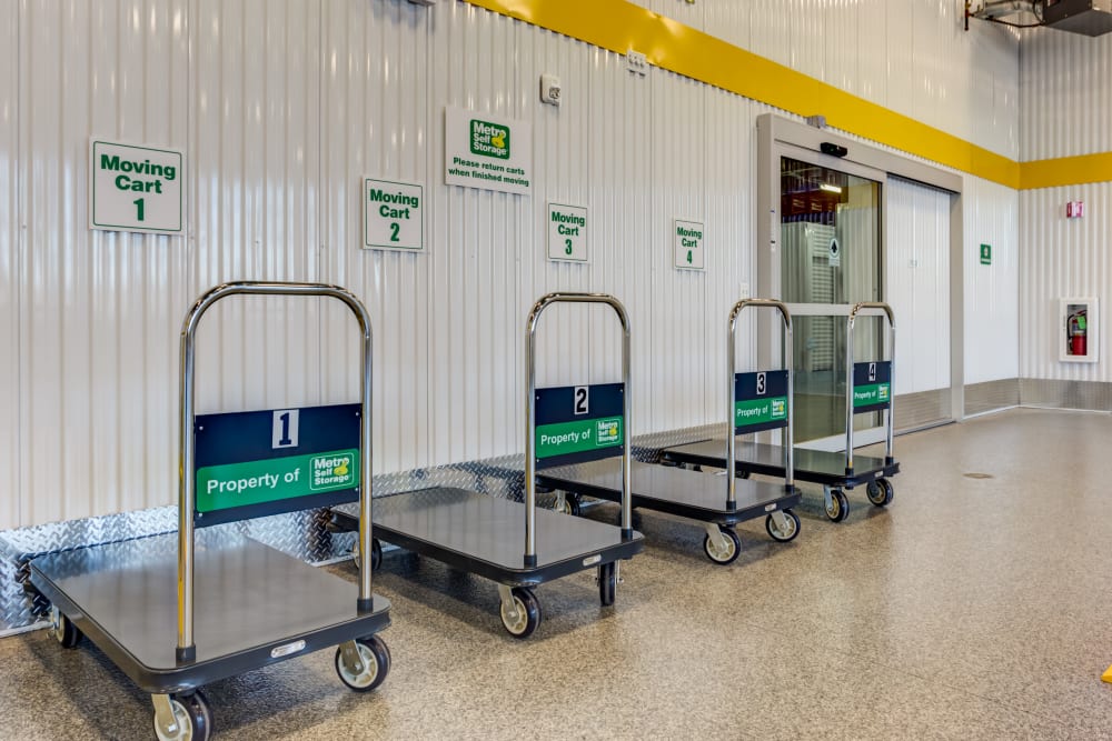 Our storage facility offers free dolly & cart use at Metro Self Storage