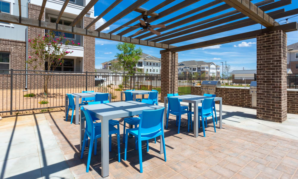 Pergola with seating at Coronado on Briarwood in Midland, Texas