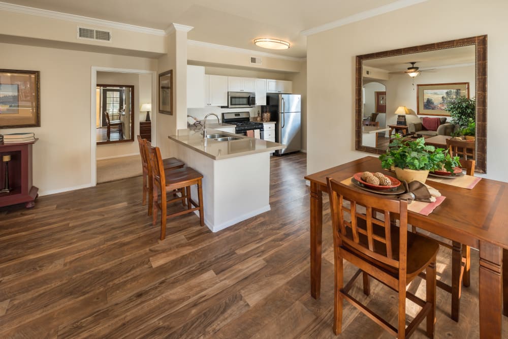 Modern decor in living area of model home at Stone Oaks in Chandler, Arizona