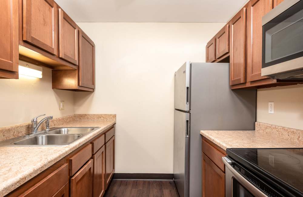 Modern kitchen at Birch Tree Apartments in Lansing, Michigan