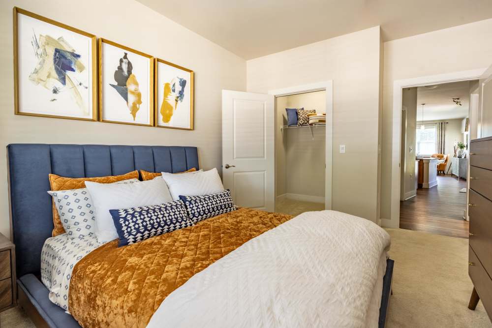 Model bedroom Solana at the Crossing in Indianapolis, Indiana