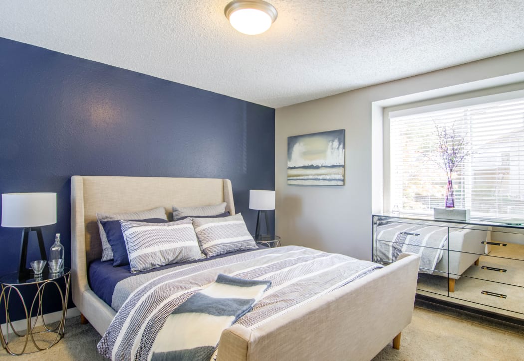 Master bedroom in model home at Montair at Somerset Hill in Tumwater, Washington