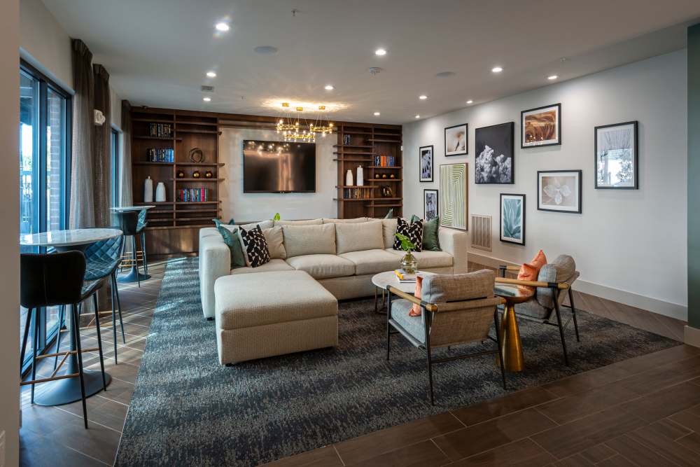 Living area of a community lounge at Whitmore in Houston, Texas