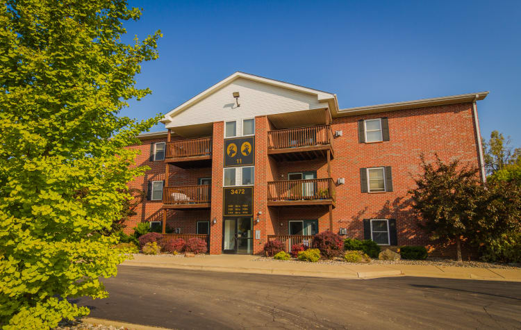 Brick apartment buildings at Creek Club Apartments in Williamston, Michigan