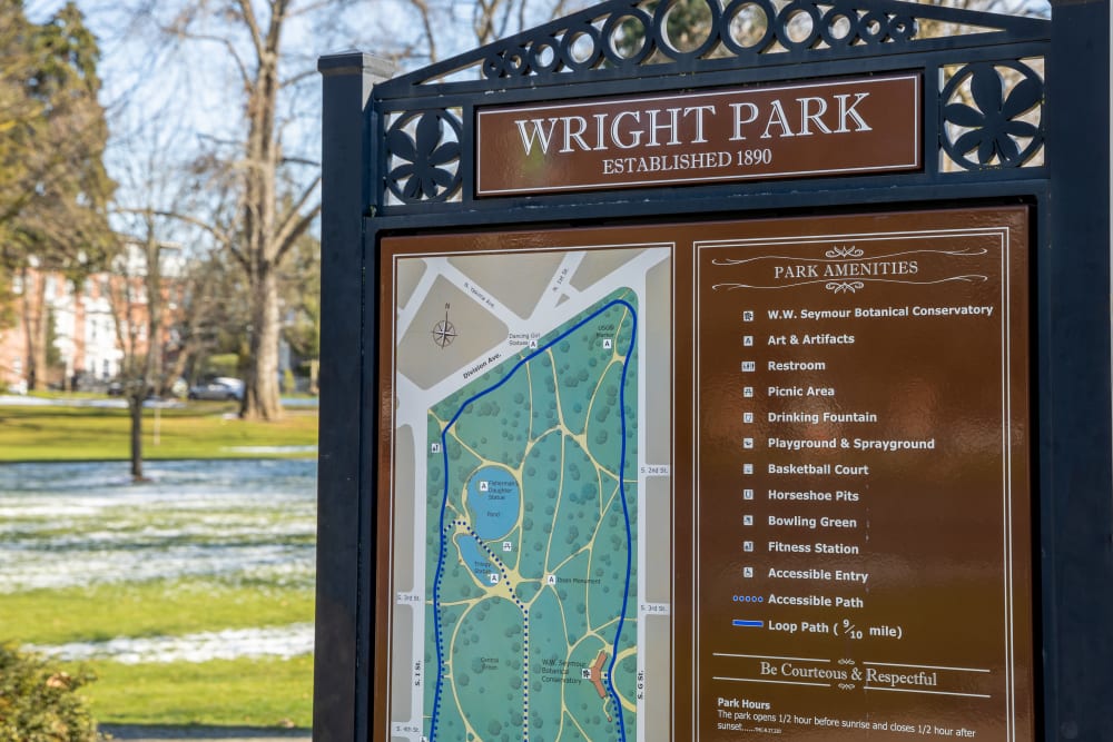 Sign for Wright Park at Merrill Gardens at Wright Park in Tacoma, Washington