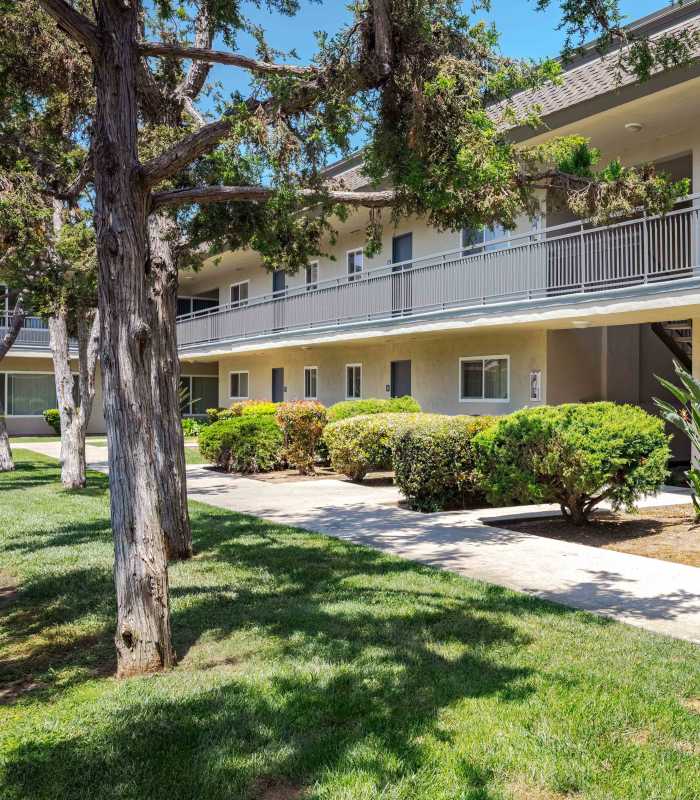 Lush landscaping at Chatham Village in Tustin, California