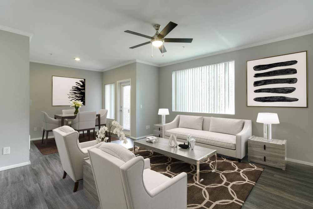 Living room with couch and chairs at Brookside Village in Auburn, Washington