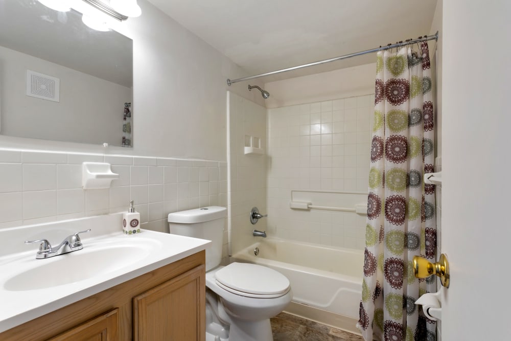 Apartment bathroom at Admiral's Way in Norfolk, Virginia