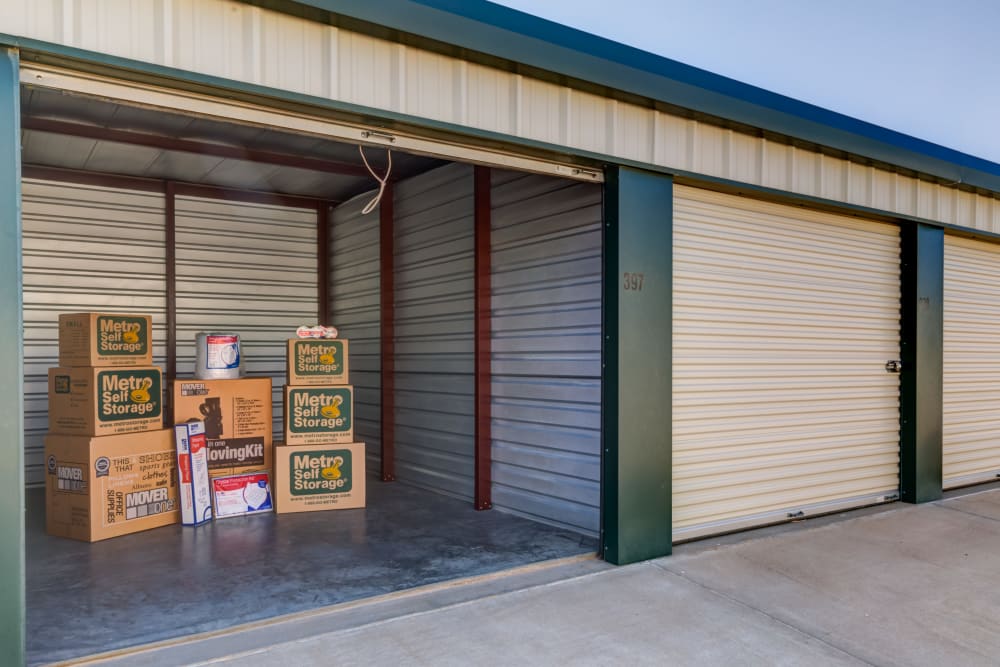 Open outdoors unit at Metro Self Storage in Amarillo, Texas