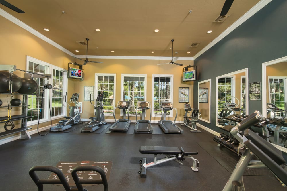 Onsite fitness center at Esplanade Apartment Homes in Riverside, California