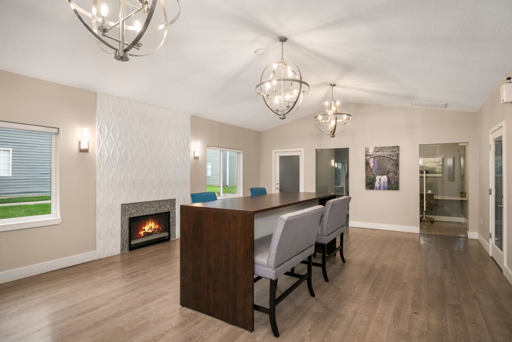 Stay connected in the community center at Walnut Grove Landing Apartments in Vancouver, Washington