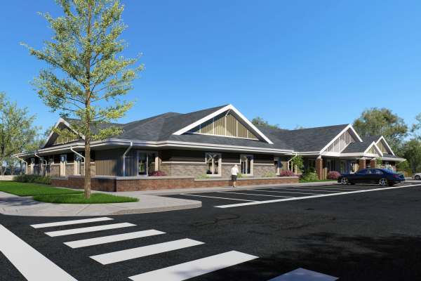 Pedestrian crossing lane  at The Sycamore of River Falls in River Falls, Wisconsin