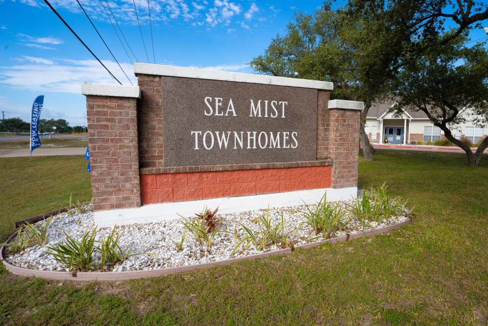 Property signage at Sea Mist Townhomes in Rockport,Texas