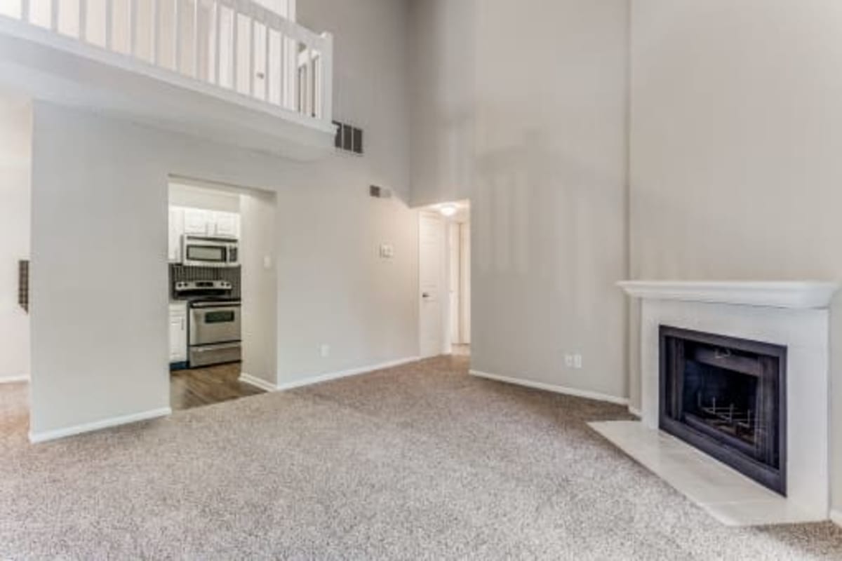 Tall ceilings in a home's living room at Cottages at Wells Branch in Austin, Texas