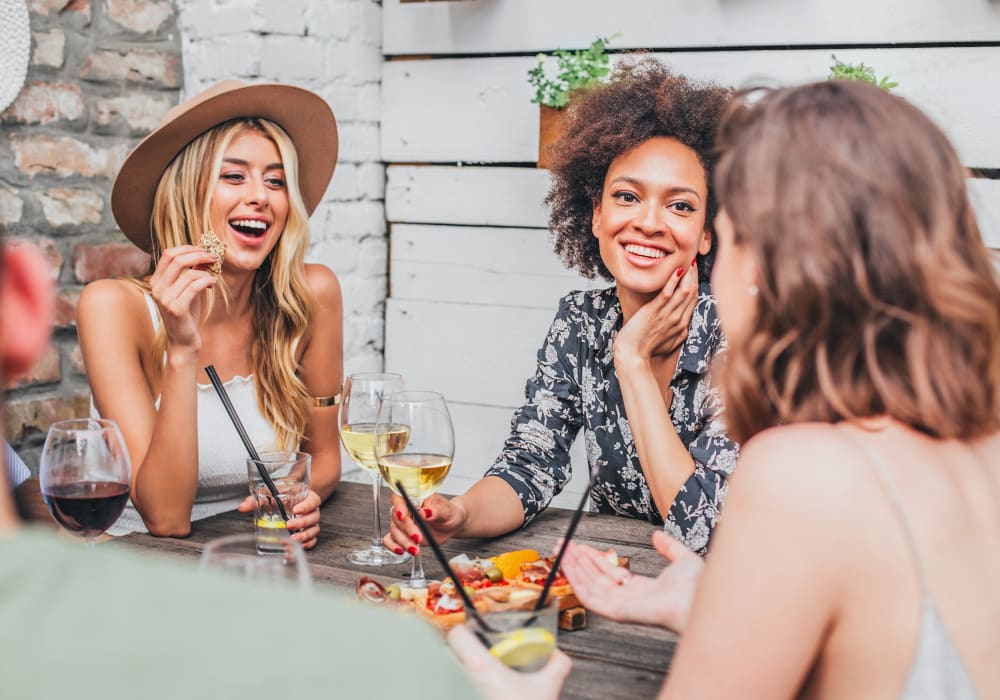 Residents catching up over a glass of wine near Sofi Shadowridge in Vista, California