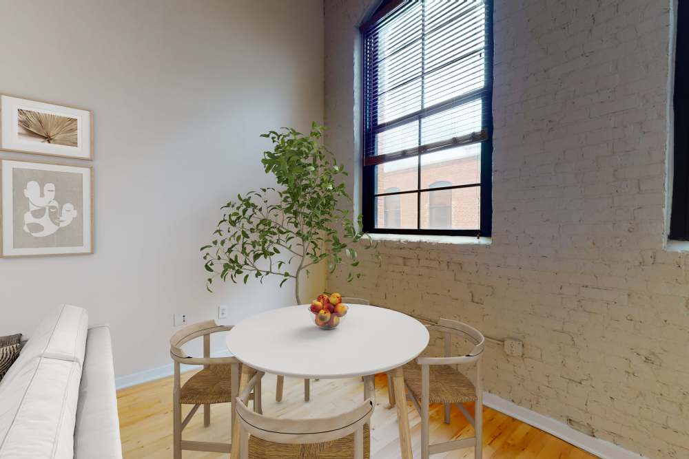 Cozy and lively dining space at Perry Street Lofts in Petersburg, Virginia