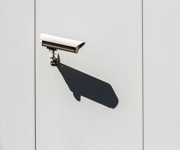 A security camera on a wall at 21st Century Storage in Long Island City, New York
