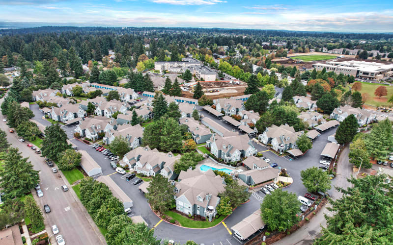 Aerial view of property at Meadows at Cascade Park Apartments in Vancouver, Washington