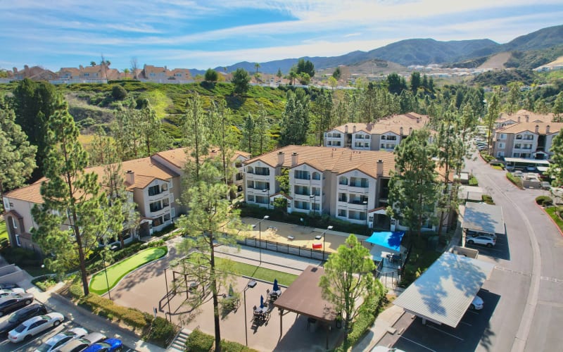 Aerial View of the property at Sierra Del Oro Apartments in Corona, California