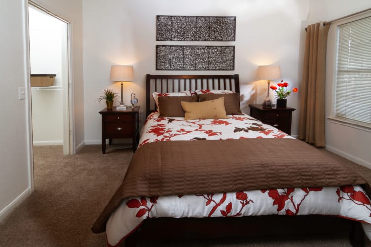 Master bedroom layout at Alpine Meadows Apartments in Sandy, Utah