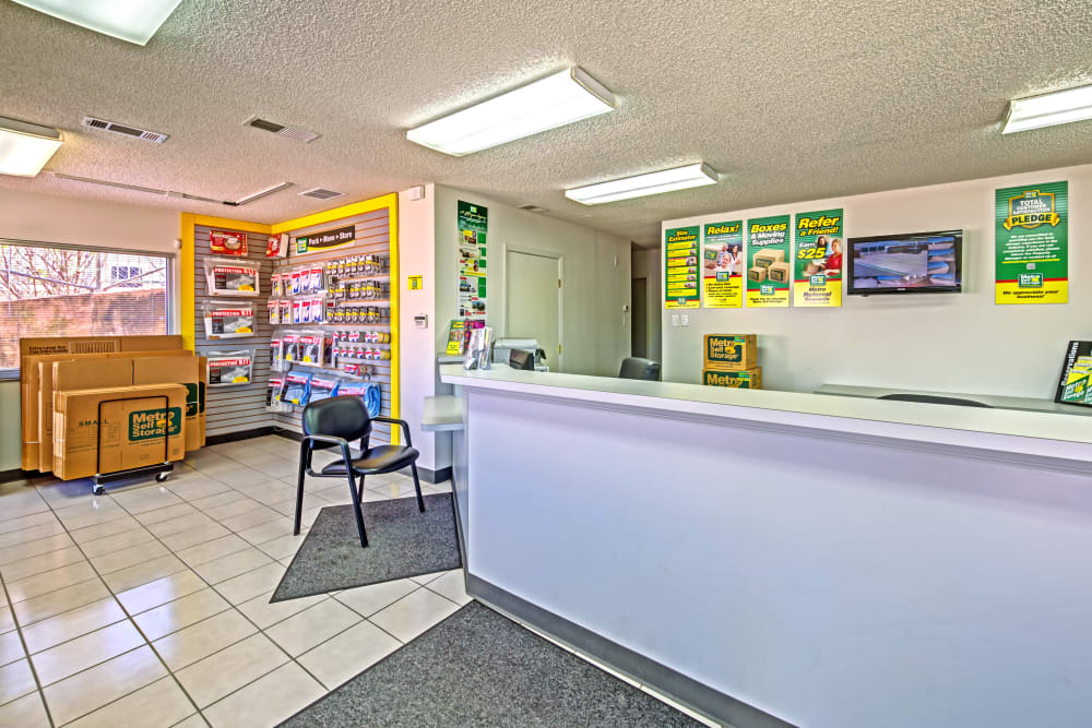 Office reception at Metro Self Storage in Euless, Texas