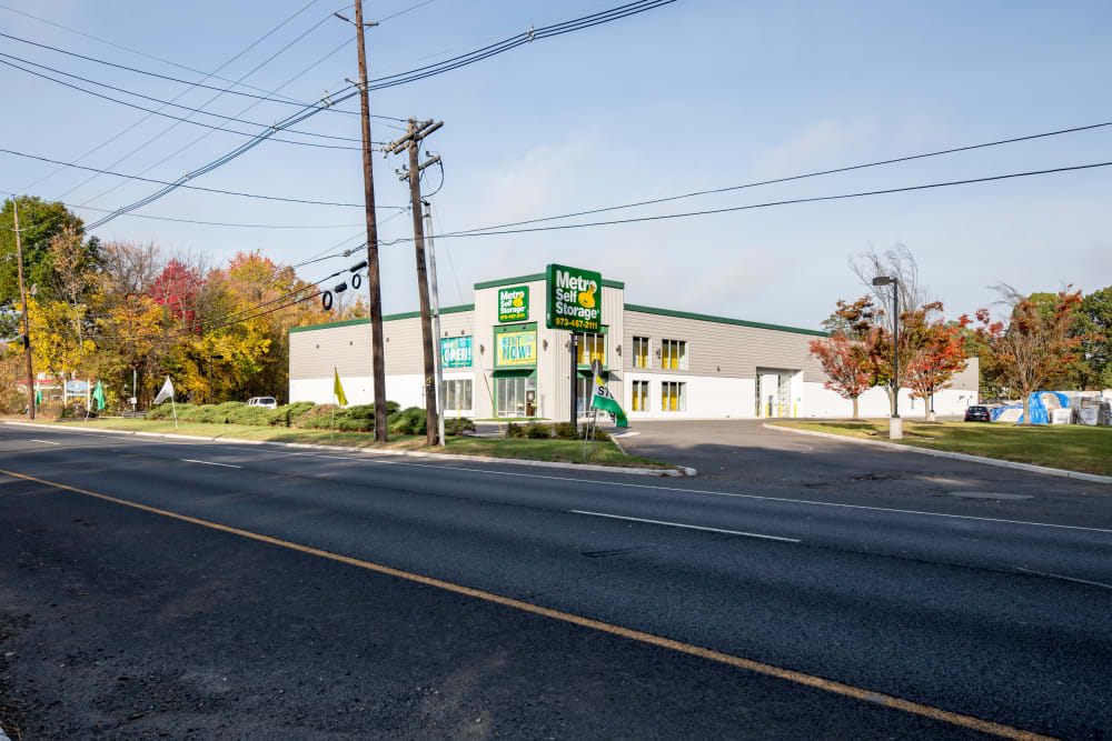 Exterior view from street of Metro Self Storage in Springfield, New Jersey