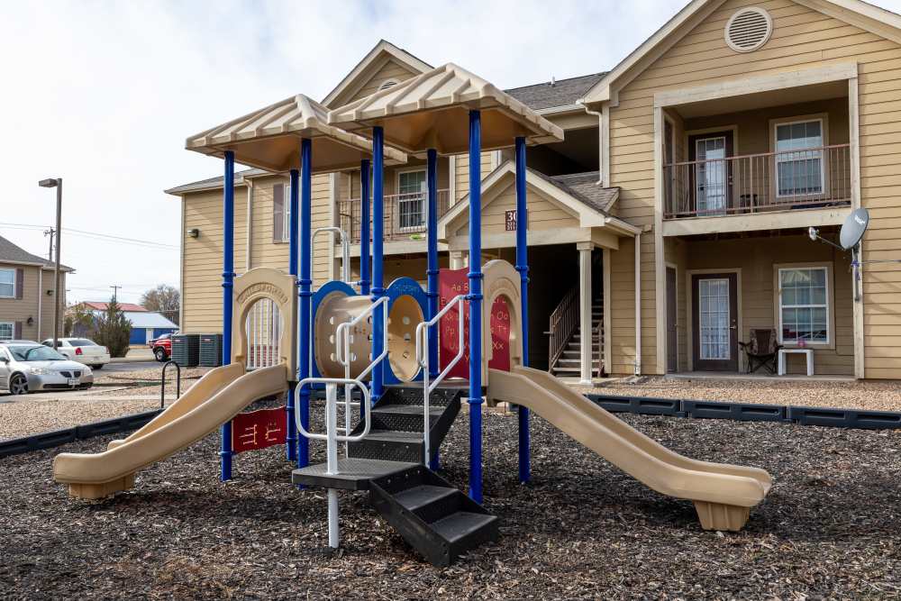 Charming playground area at Adobe Ranch in Borger, Texas.