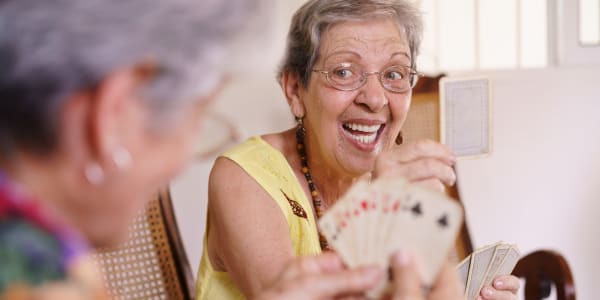 Residents playing cards at Maple Ridge Care Center in Spooner, Wisconsin