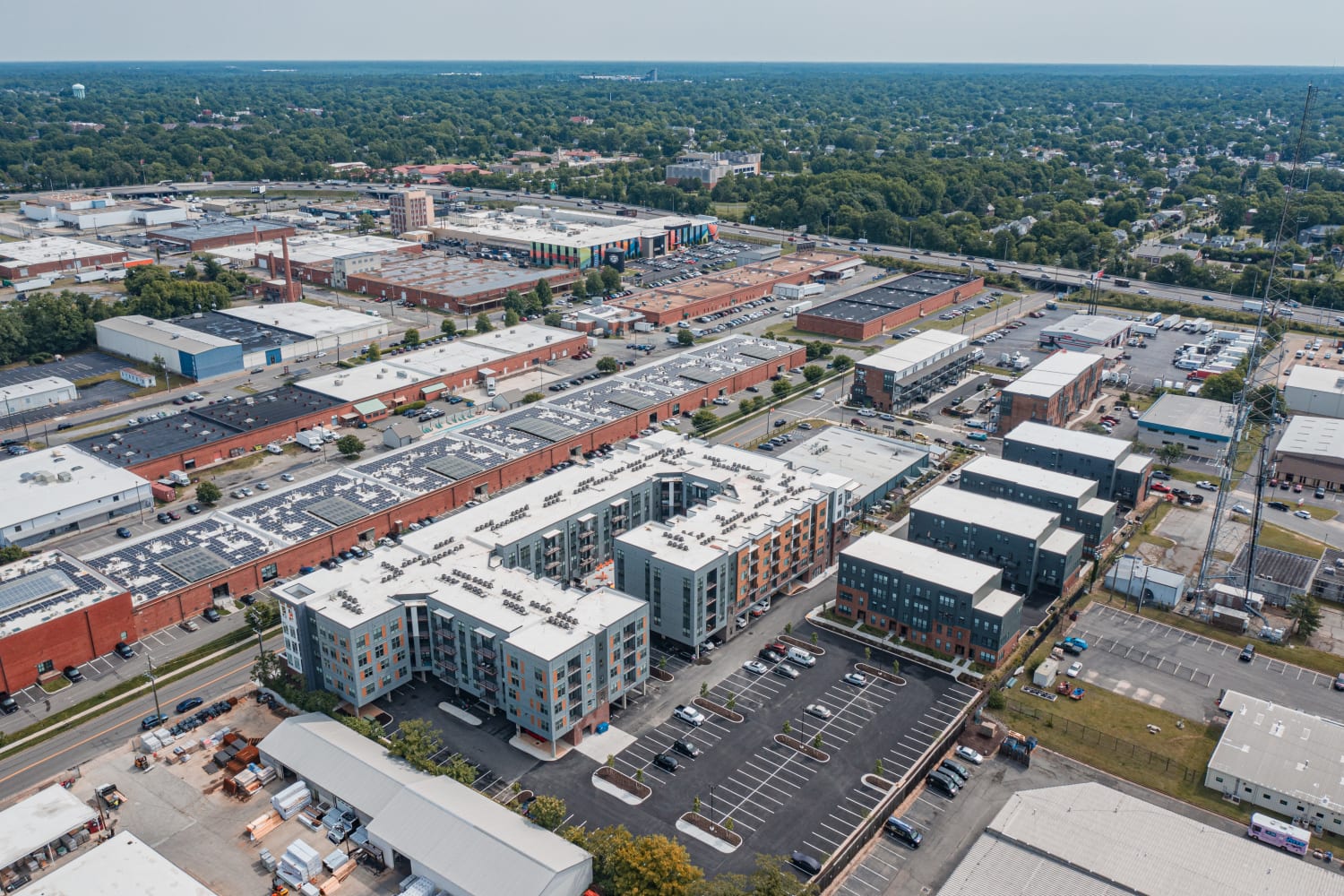 Aerial rendering of The Westbrook at Brewers Row in Richmond, Virginia