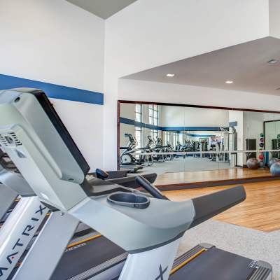 Fitness center with cardio equipment at Franklin 299 in Redwood City, California