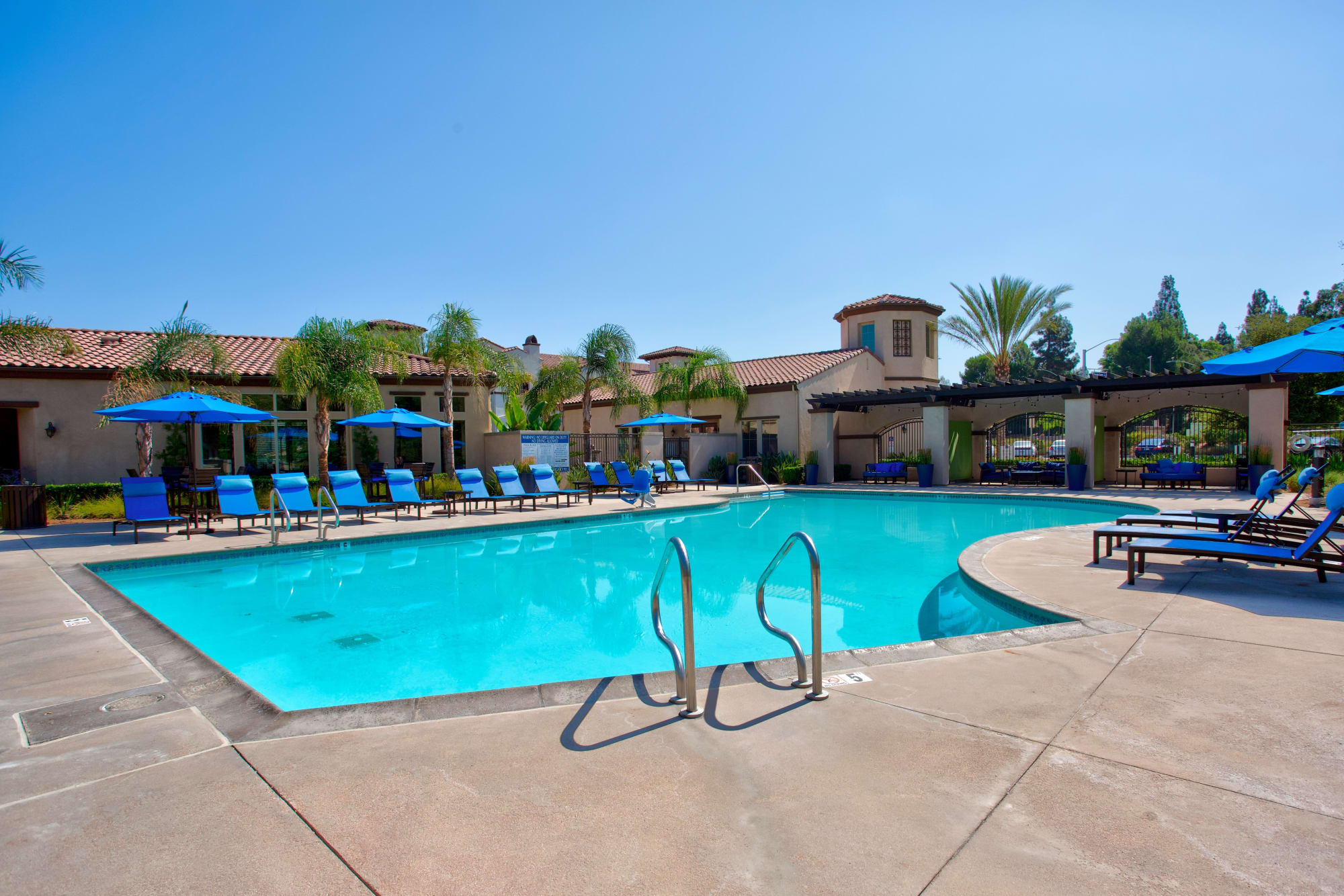 The pool on a beautiful day in Corona, California