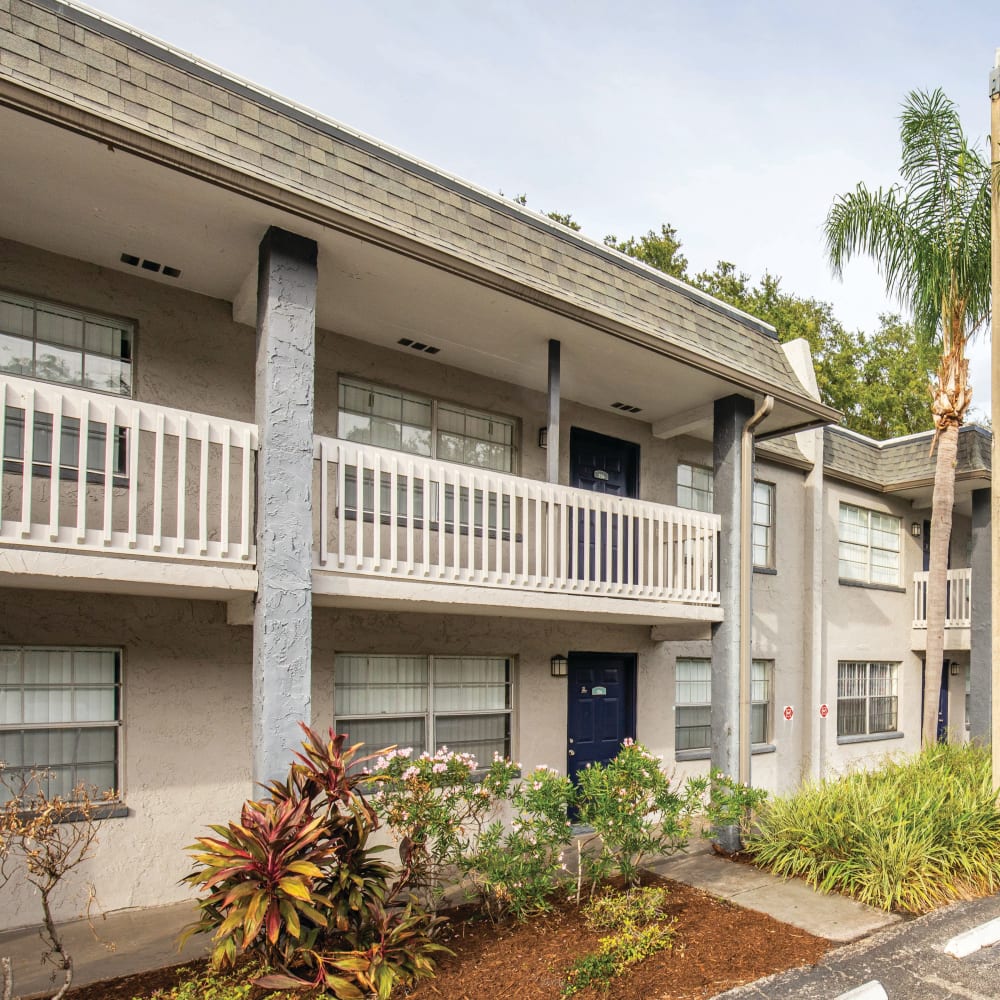 Nicely manicured landscape at Southern Cove Apartments in Temple Terrace, Florida