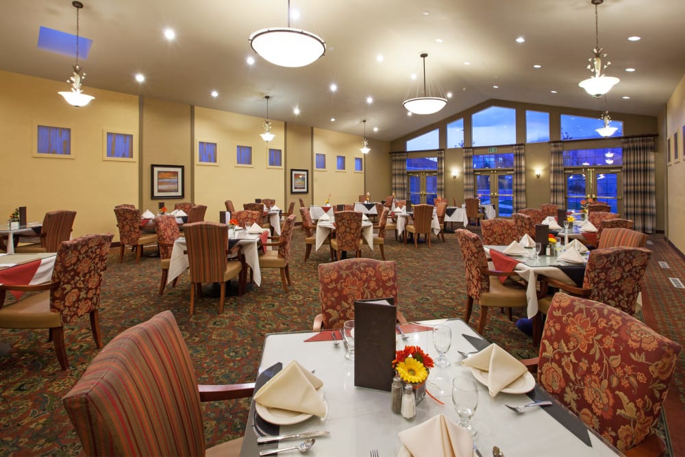 Elegant dining room at Chancellor Gardens in Clearfield, Utah