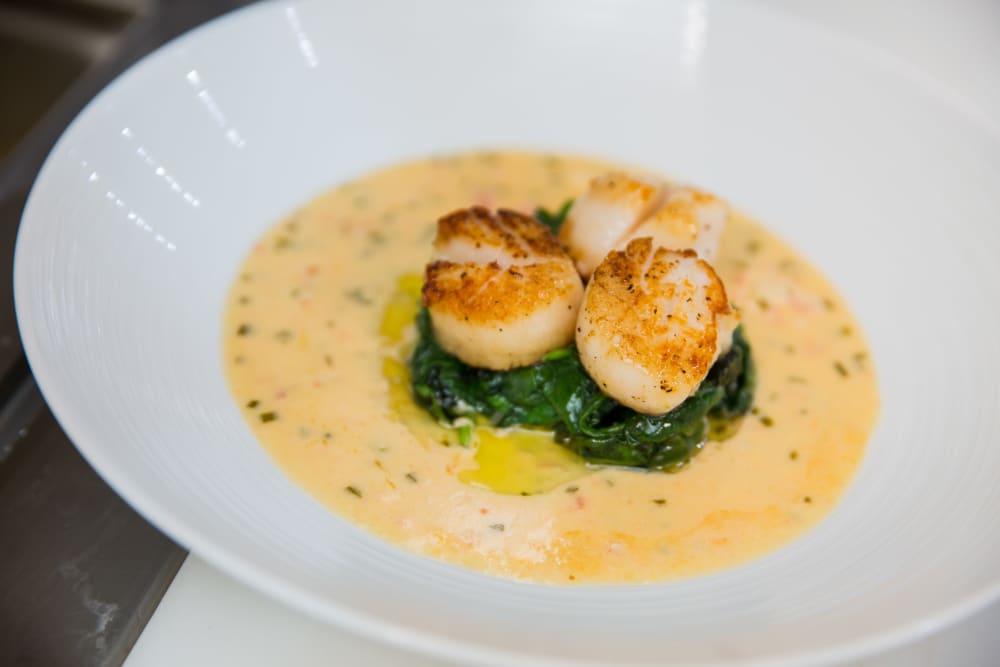 A well prepared seafood meal at Touchmark in the West Hills in Portland, Oregon